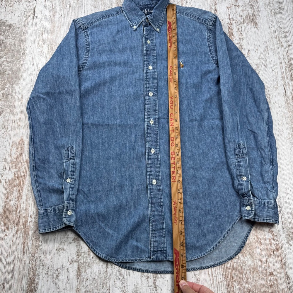 Ralph Lauren Mens Classic Fit Denim Button Down Shirt Long Sleeve S Flesh Pony - Picture 7 of 10
